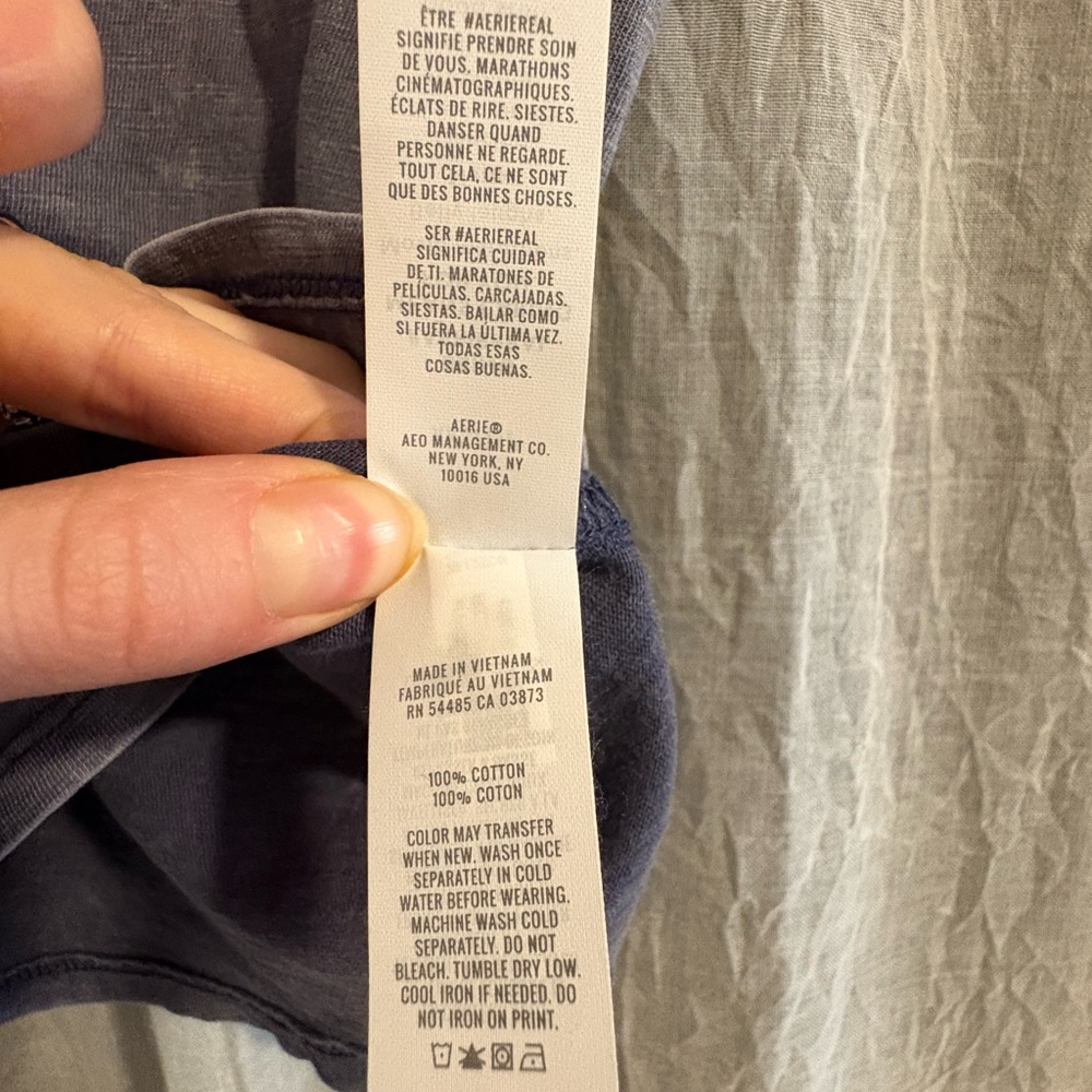 NWOT Aerie Vintage Acid Wash Gray Blue Comfy Women's T-Shirt Top size XXS - Picture 5 of 5